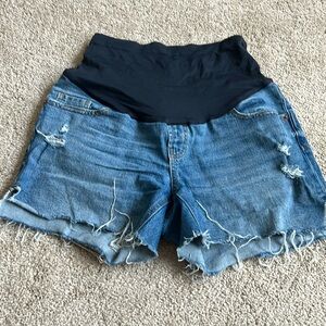 Denim Maternity Cut Off Shorts
